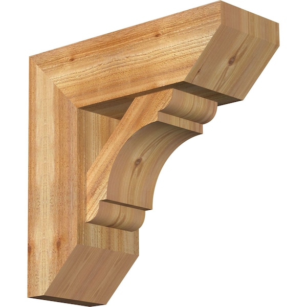 Ekena Millwork Olympic Slat Rough Sawn Bracket w/ Offset Brace, Western Red Cedar, 8"W x 22"D x 22"H BKT0806X22X22OLY06RWR - main
